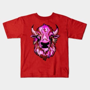 Mindful Vivid Buffalo in Pink & Red Kids T-Shirt